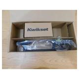 NEW - Kwikset San Clemente Matte Black Door Handleset with Halifax Square Door Handle with Microban Antimicrobial Technology