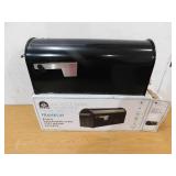 Architectural Mailboxes Franklin Black, Medium, Steel, Post Mount Mailbox with Satin Nickel Handle