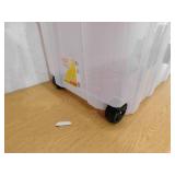 HDX 77 Gal. Tough Storage Tote with Wheels in Clear with Red Lid
