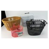 Set of 4 Bicycle Baskets - Metal, Mesh, and Wicker