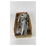 Box of Steel Bicycle Crank Arms and Chainrings