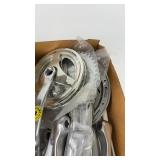 Box of Steel Bicycle Crank Arms and Chainrings