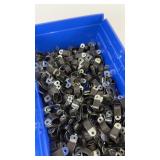 Lot of Rubber Cushioned Cable Clamps in Blue Organizer Bin