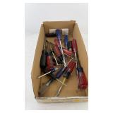 Box of Assorted Screwdrivers and Tools