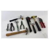 Assorted Hand Tools Lot with Hammers, Wrenches, and Pliers