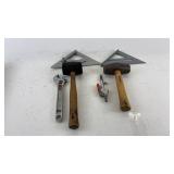 Set of Hand Tools Including Rubber Mallet and Speed Square