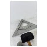 Set of Hand Tools Including Rubber Mallet and Speed Square