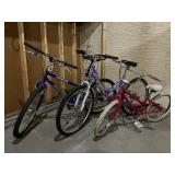 Set of 3 Used Bicycles: Mongoose, Pacific, and Red Children