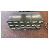 Equipto 18 Drawer Metal Storage Cabinet with Vintage Bicycle Spokes