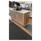 Used Store Cash Register Counter with Shelving and Drawer