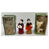 Misc. Vintage Oriental Porcelain Figures (Most 4" Tall) In Original Boxes (Boxes Beat Up)