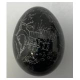 Misc. Vintage Oriental Collectibles Including Wood Enamel 8 1/2" Tall Two Piece Egg Storage Vessel & More