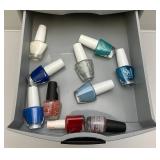 Two Sterilite Three Drawer Stacking Storage Containers With Art Supplies, Finger Nail Polish & More