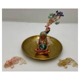 Zen Bless Crystals Tree, 7 Chakra healing Crystals Tree Gaia Te Fiti Storage Tray With Koi Fish, Yoga Meditation Zen Home Décor Set