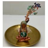 Zen Bless Crystals Tree, 7 Chakra healing Crystals Tree Gaia Te Fiti Storage Tray With Koi Fish, Yoga Meditation Zen Home Décor Set