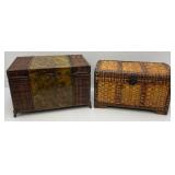 Two Ornate Decorative Trunks (1= 20"L x 12 3/4"h x 13"W) (1= 19 1/2"L x 12" H x 11 3/4" W)
