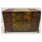 Two Ornate Decorative Trunks (1= 20"L x 12 3/4"h x 13"W) (1= 19 1/2"L x 12" H x 11 3/4" W)