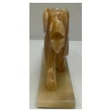 Vintage Marbled Yellow Onyx Carved Lion Statue With Base 11" & More