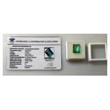 GIE Labs (Lab Created) 12.60 Ct Emerald Cut Green Sapphire With Card (In Protective Case)