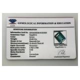 GIE Labs (Lab Created) 12.60 Ct Emerald Cut Green Sapphire With Card (In Protective Case)