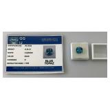 GG IJ Gems Gemological Institute Of Jaipur (Lab Created) 8.70 CT Cushion Cut Blue Topaz With Card (In Protective Case)