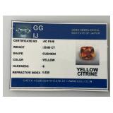 GG IJ Gems Gemological Institute Of Jaipur (Lab Created) 25.65 CT Cushion Cut Blue Yellow Citrine With Card (In Protective Case)