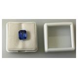 GDL (Lab Created) 3.30 CT Emerald Cut Blue Sapphire With Card (In Protective Case)