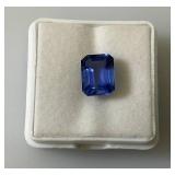 GDL (Lab Created) 3.30 CT Emerald Cut Blue Sapphire With Card (In Protective Case)