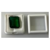 18.50 CT (Lab Created) Emerald Cut Green Moldavite (In Protective Sleeve)