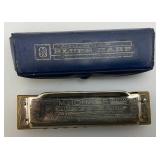 Vintage 25K Xylophone Kids Rainbow Bars /1 Mallet & M. Hohner Blues Harp In Original Case