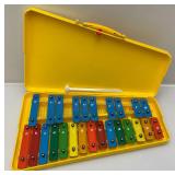 Vintage 25K Xylophone Kids Rainbow Bars /1 Mallet & M. Hohner Blues Harp In Original Case