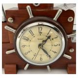 MCM United Wood Pirate Ship With Wheel Clock & TV Lamp (Works) 19" L x 15 1/2" H x 3 3/4" W