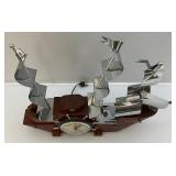 MCM United Wood Pirate Ship With Wheel Clock & TV Lamp (Works) 19" L x 15 1/2" H x 3 3/4" W