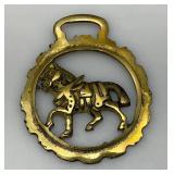 Vintage French Solid Brass Horse Adorned  Horse Harness Buckle 3" x 3 1/2"