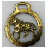 Vintage French Solid Brass Horse Adorned  Horse Harness Buckle 3" x 3 1/2"