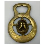 Vintage Brass Horse Harness Bridle Medallion With Turtle Doves 2 1/2" x 3 1/2"