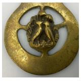Vintage Brass Horse Harness Bridle Medallion With Turtle Doves 2 1/2" x 3 1/2"