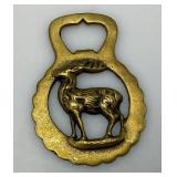 Vintage Set Of Brass Horse Harness Bridle Medallion English Stagg 2 1/2" x 3 1/2"