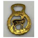 Vintage Set Of Brass Horse Harness Bridle Medallion English Stagg 2 1/2" x 3 1/2"