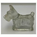 Mid Century Scotty Dog Glass Candy Container 3 3/8" x 4"