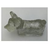 Mid Century Scotty Dog Glass Candy Container 3 3/8" x 4"