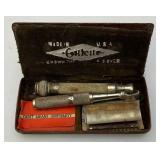 Antique Gillette Known The World Over Razor With Blades In Metal Case