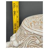 Intricately Carved Ceramic Asian Dragon-Motif Plant Stand/Stool