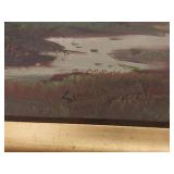 Vintage Landscape Painting with Ornate Frame