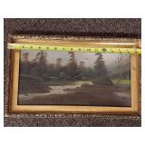 Vintage Landscape Painting with Ornate Frame