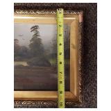Vintage Landscape Painting with Ornate Frame