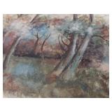 Vintage 1912 A. Hynes Watercolor Landscape Painting