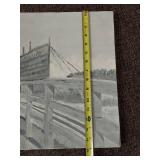 Vintage Monochromatic Landscape Painting with Signature