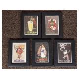 Set of 5 Vintage French Advertisement Art Prints Reproductions