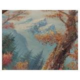 Scenic Landscape Oil Painting with Wooden Frame